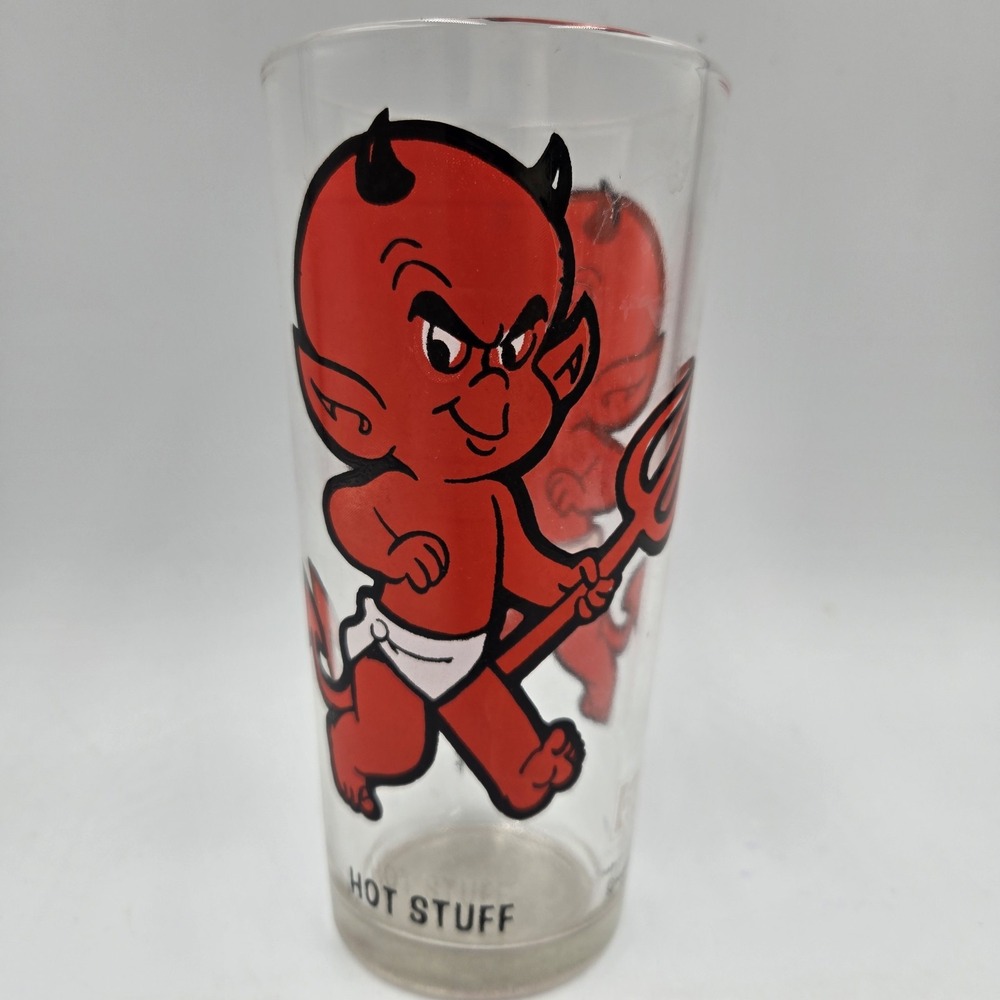 Vtg 70s PEPSI Collector Series Harvey Cartoons "HOT STUFF" 6 1/4" TUMBLER MCM